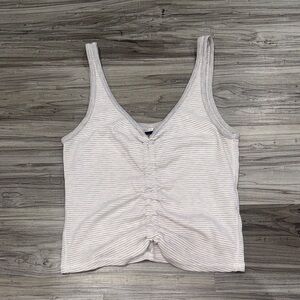 Abercrombie & Fitch White and Grey Ruched Tank Top
